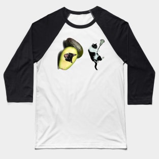 Lacrosse Cat and Avocato Combo Baseball T-Shirt